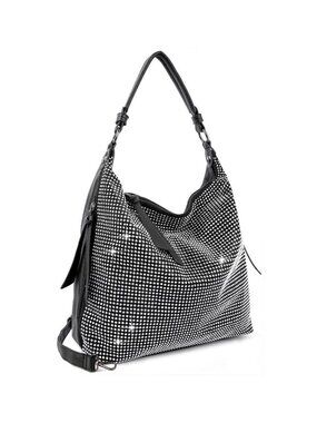 NWT Black Large Rhinestone Hobo Bag Sparkly Crossbody Purse Y2K Glam